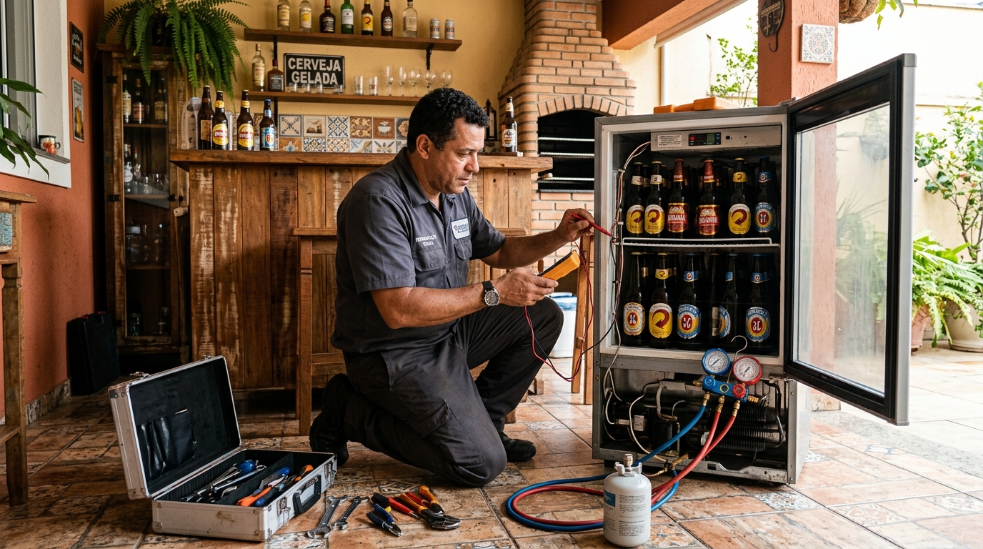 Recarga de gás refrigerante em cervejeira em atendimento em Serra‑ES